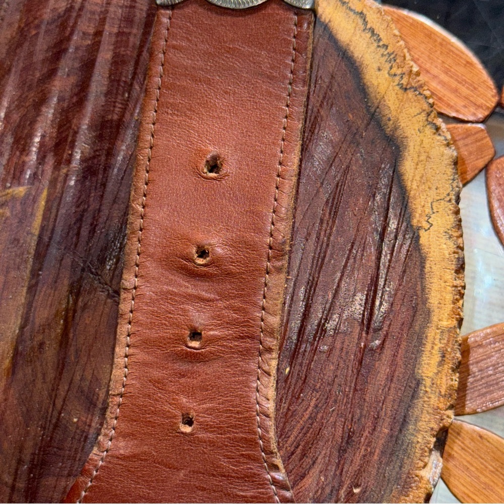 Vintage Moroccan Brown Leather Belt with Silver Large Concho Boho Accents 28.5" - Picture 6 of 16